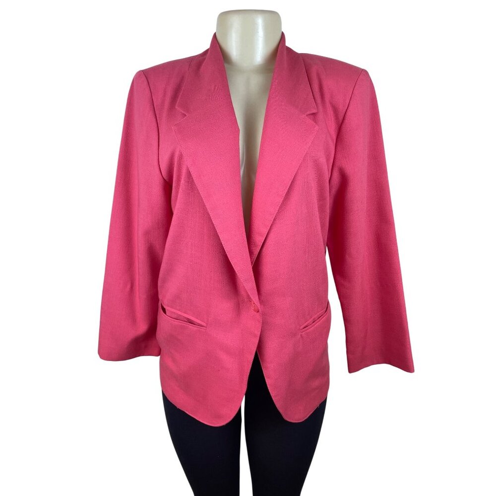Vtg Illustrations Womens Pink Blazer Button Closure Sophisticated Design Sz 4